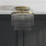 Marietta Flush Antique Brass Plate Ceiling Fitting 119492