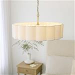 Serene 6-Light Brass Pendant with Vintage White Shade 118593
