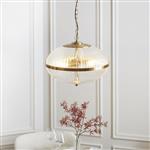 Somerset Vintage Brass And Ribbed Clear Glass 3 Light Pendant 118580