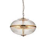 Somerset Vintage Brass And Ribbed Clear Glass 3 Light Pendant 118580
