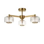 Stamford 3 Light Brushed Aged Brass And Ribbed Glass Semi Flush 120634