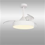 Alaska LED Mini White Ceiling Fan With Retractable Blades M8755