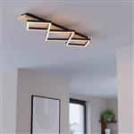 Boyal Large Black And Light Wood LED Three Light Flush Fitting 901931