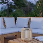 Marliano LED IP44 Light Wood And White Outdoor Solar Table Lamp 901088
