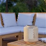 Marliano LED IP44 Woven Light Wood Outdoor Solar Table 901087