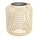 Marliano LED IP44 Woven Light Wood Outdoor Solar Table 901087