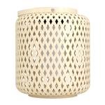 Marliano LED IP44 Woven Light Wood Outdoor Solar Table 901087