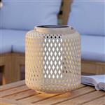 Marliano LED IP44 Woven Light Wood Outdoor Solar Table 901087