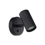 Portillo Switched Black Ribbed Adjustable Cylinder Wall Spotlight 902031