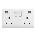 Curved White Resin Double USB-A Switched Socket CE423