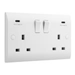 Curved White Resin Double USB-C Switched Socket CE427