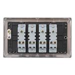 Raised Screwed Antique Brass 4-Gang Black Insert Switch RS104ABB