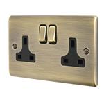 Raised Screwed Double Antique Brass Black Insert Socket RS422ABB