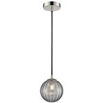 Polished Nickel & Smoked Ribbed Shade