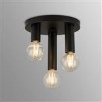 Acworth Satin Black 3 Light Round Flush Fitting 359037