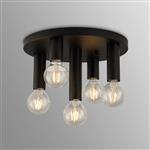 Acworth Satin Black 5 Light Round Flush Fitting 359040