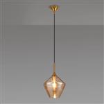 Addison Brass And Amber Diamond Glass Single Pendant 356586
