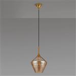 Addison Brass And Amber Diamond Glass Single Pendant 356586
