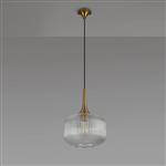 Addison Brass And Clear Ribbed Pumpkin Glass Pendant 356626