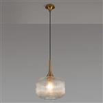 Addison Brass And Clear Ribbed Pumpkin Glass Pendant 356626