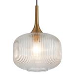 Addison Brass And Clear Ribbed Pumpkin Glass Pendant 356626