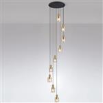 Akron Brass And Amber Glass 9 Light Cluster Pendant 369059