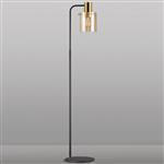 Akron Brass And Amber Glass Floor Lamp 368992