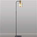 Akron Brass And Amber Glass Floor Lamp 368992