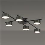 Alamo Gun Metal And Sand Black 6 Light LED Flush Fitting 365962 