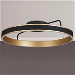 Aralia LED CCT Black Faux Leather And Brushed Gold Medium Flush Light 375180