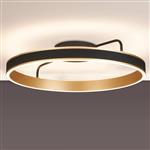 Aralia LED CCT Black Faux Leather And Brushed Gold Medium Flush Light 375180