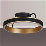 Aralia LED CCT Black Faux Leather And Brushed Gold Small Flush Light 375179 
