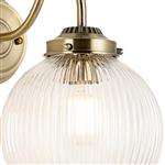 Avery Antique Brass And Clear Ribbed Glass Wall Light 355461