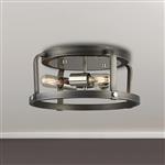 Bayport Pewter And Polished Nickel 3 Light Flush Fitting 349718 