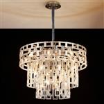 Hadrian Satin Nickel And Clear Glass 20 Light Tiered Pendant 377858