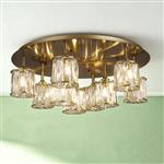 Joliet Antique Brass And Clear Glass 9 Light Flush Fitting 353808