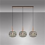 Copper With Ribbed Smoked Glass Shades