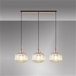 Yeadon 3 Light Copper And Ribbed Champagne Glass Bar Pendant LT32855