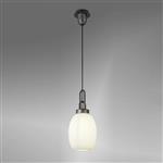 Aged Pewter With Opal Almond Ribbed Glass