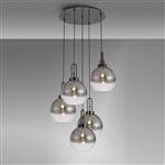 Yeadon Black Chrome And Smoked Glass Five Light Globe Cluster Pendant 337469