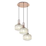 Yeadon Triple Copper With Champagne Ribbed Glass Cluster Pendant 337433