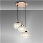Yeadon Triple Copper With Champagne Ribbed Glass Cluster Pendant 337433