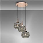 Copper With Large Smoked Ribbed Glass
