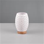 Bidar Small Matt White Patterned Metal And Wood Table Lamp R51571031