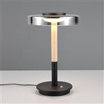 Celeste Black, Wood and Smoke Glass LED Table Lamp 554910132