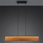 Kalea Matt Black and Wood LED Pendant 355510130