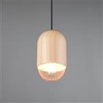 Nara Natural Wood And Matt Black Single Pendant Fitting R36311030