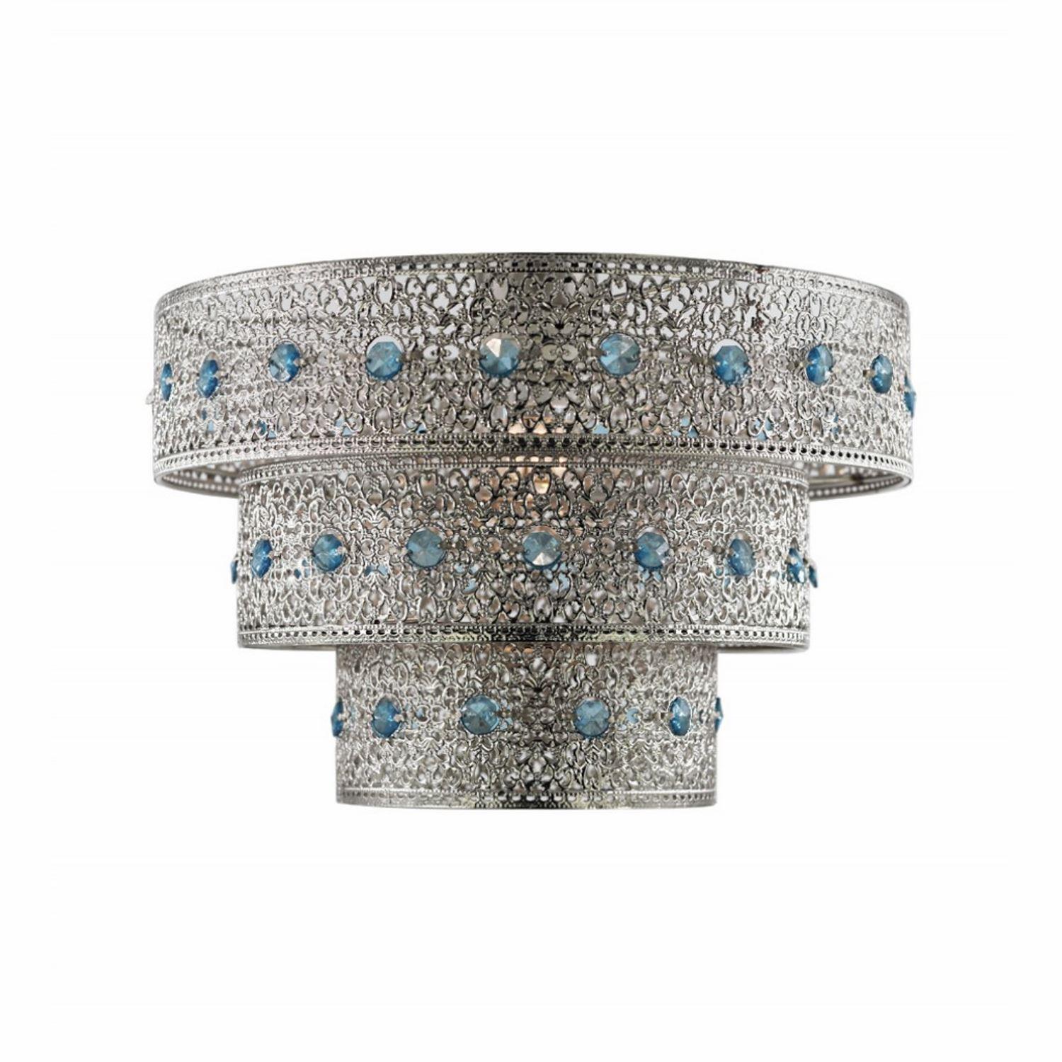 Treanelli Polished Chrome/Teal Three Tiered Non Electric Pendant Shade TRENLISNTL